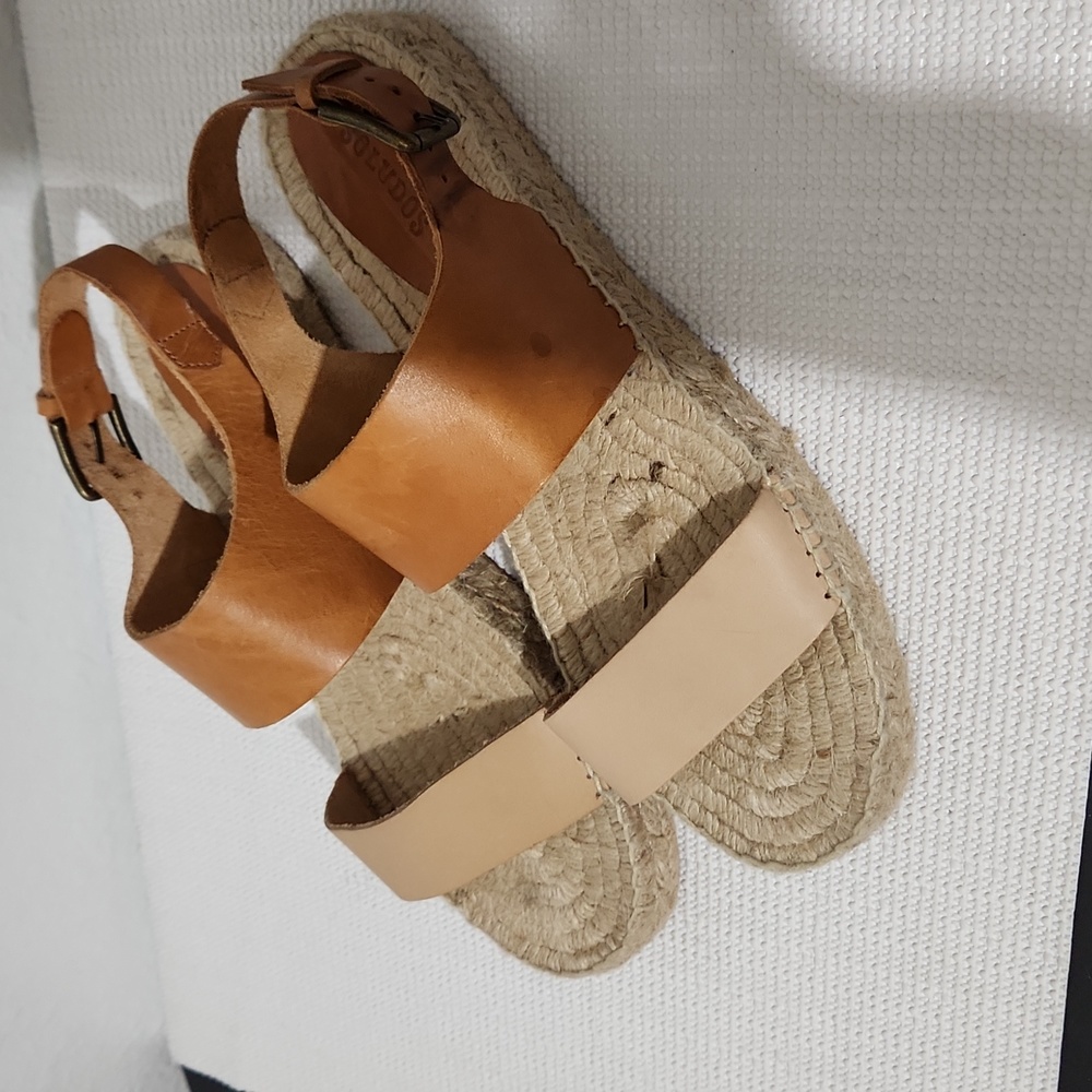 Soludos Espadrilles leather Flatform Two Tone sandals